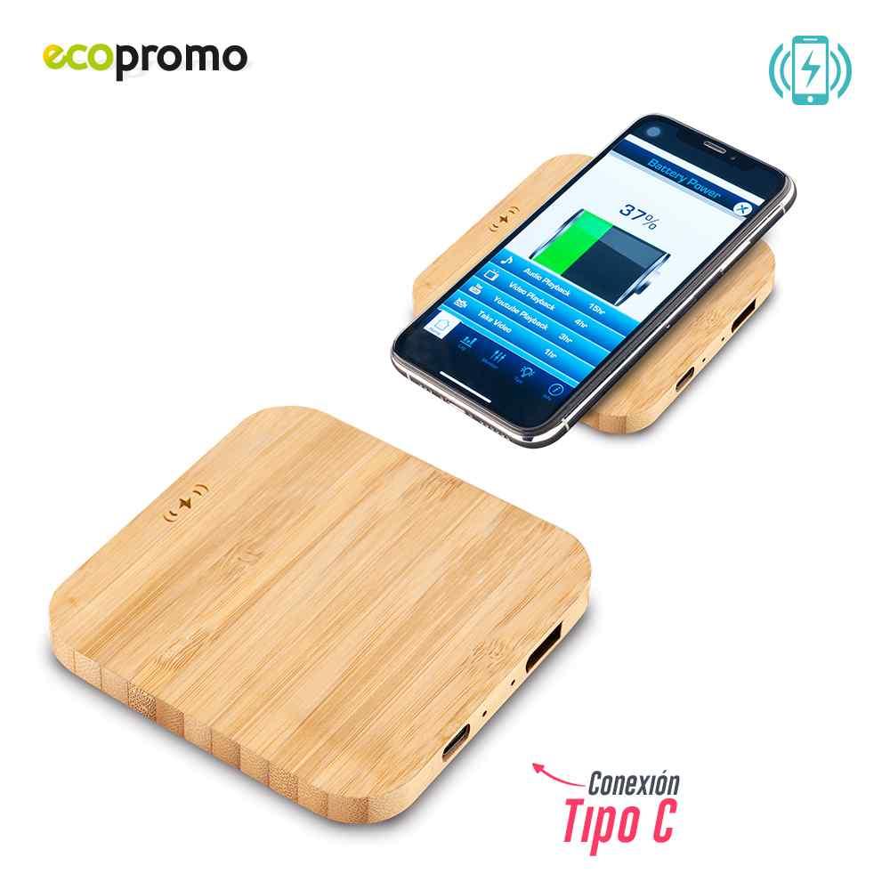 Cargador Inalámbrico Bamboo Square ii - Producto promocional personalizable
