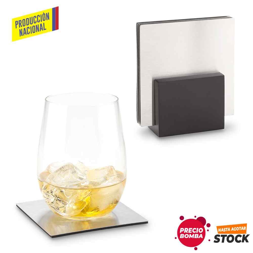 Juego Portavasos en Acero Inoxidable - Produccion Nacional - Producto promocional personalizable
