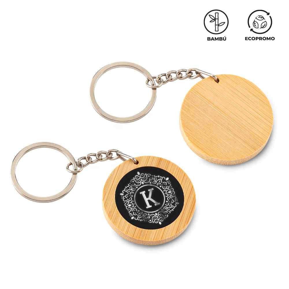 Llavero Bamboo Round - Producto promocional personalizable
