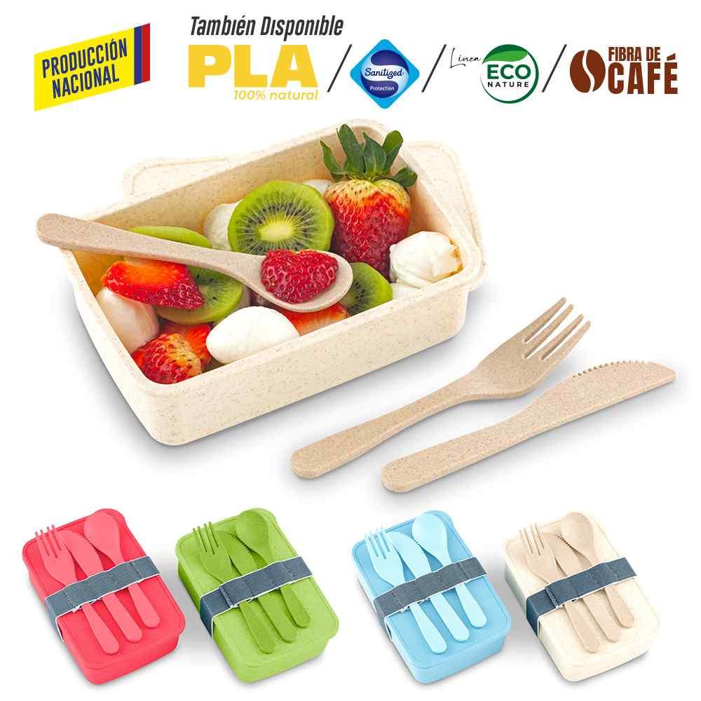 Portacomidas Con Cubiertos Eco Square ii -produccion Nacional - Producto promocional personalizable