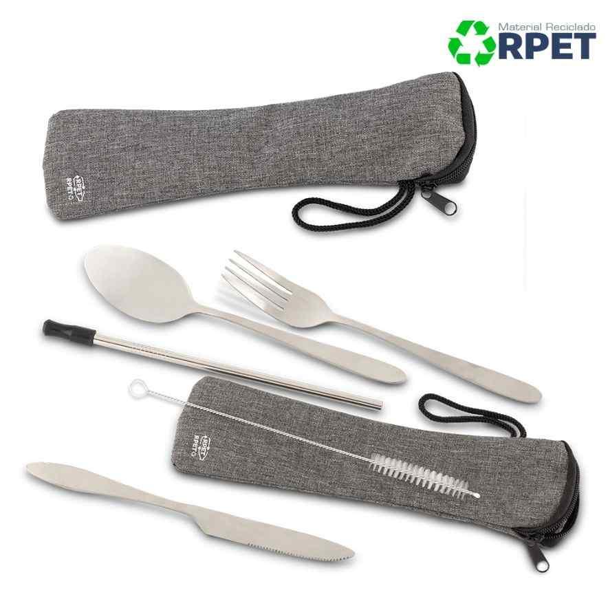 Set de Cubiertos Metálicos Rpet - Producto promocional personalizable