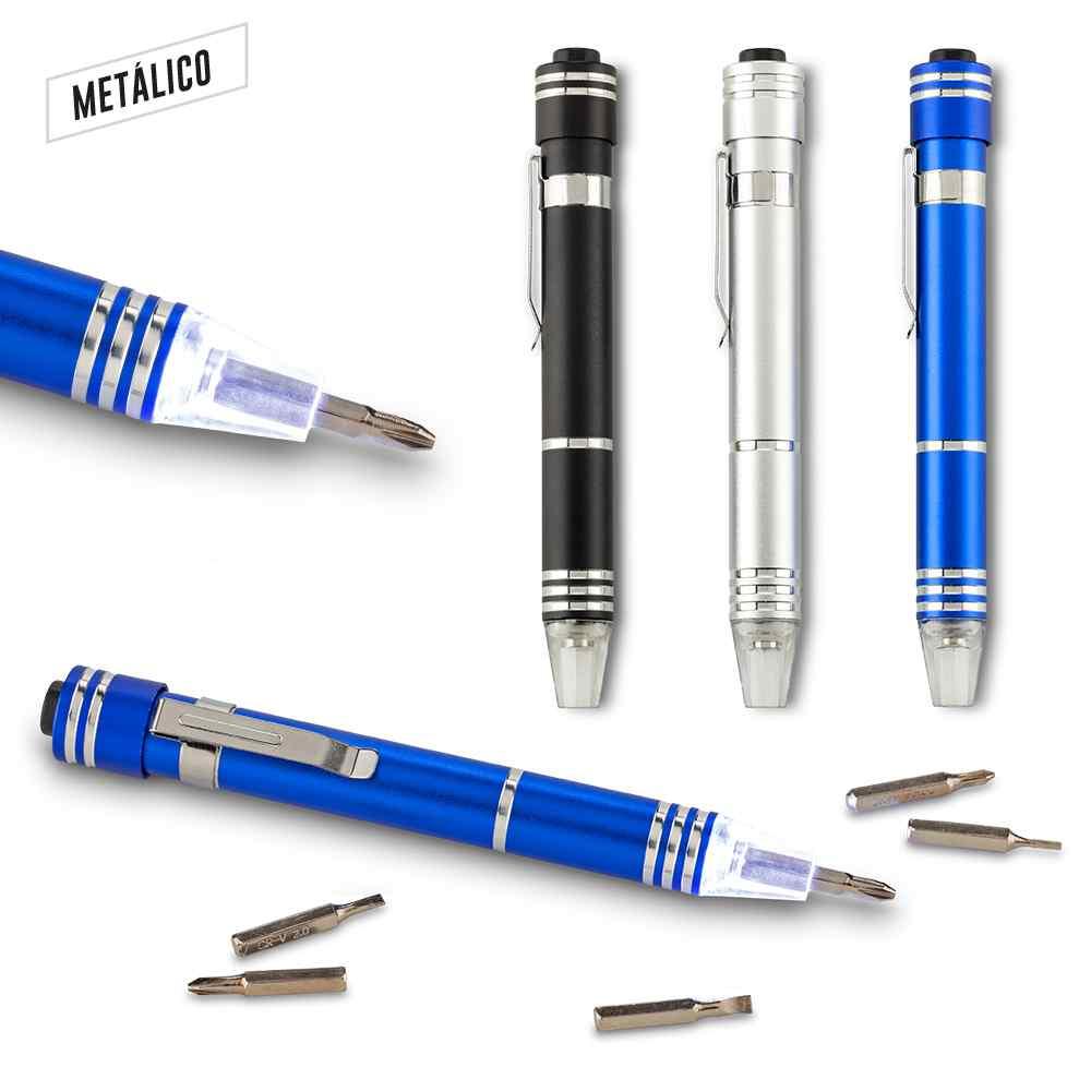Set de Destornilladores Pen Con Linterna Led - Producto promocional personalizable