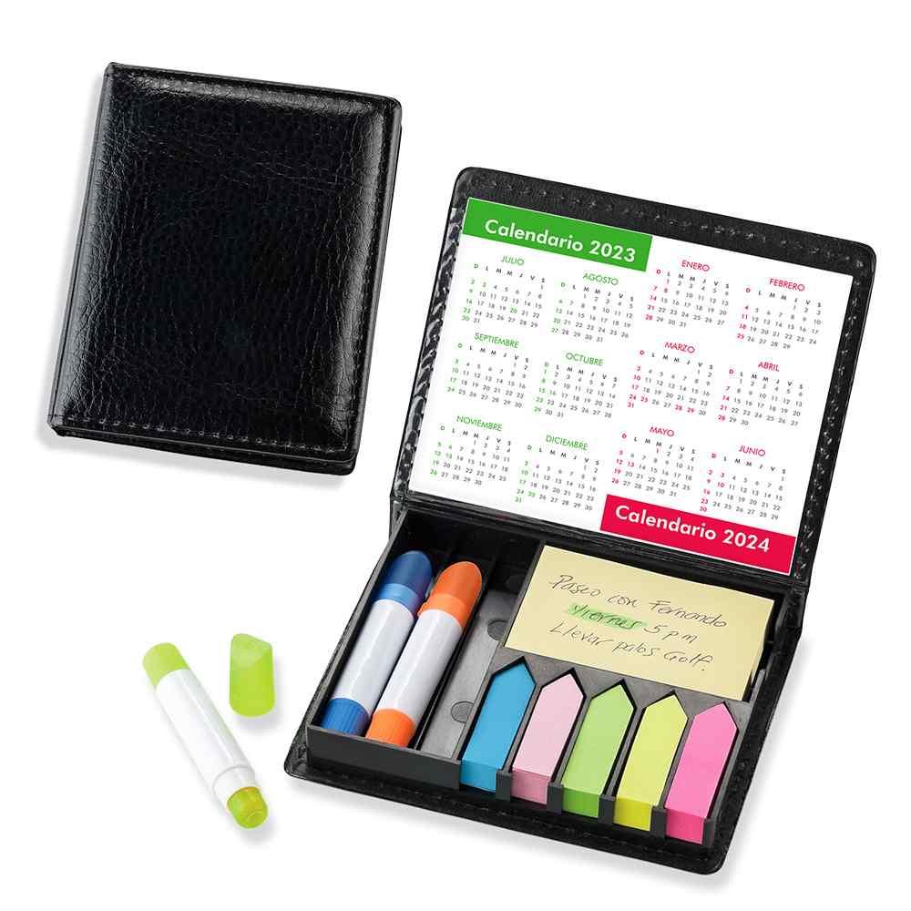 Set de Escritorio en pu Stickies y Resaltadores Mágicos - Producto promocional personalizable