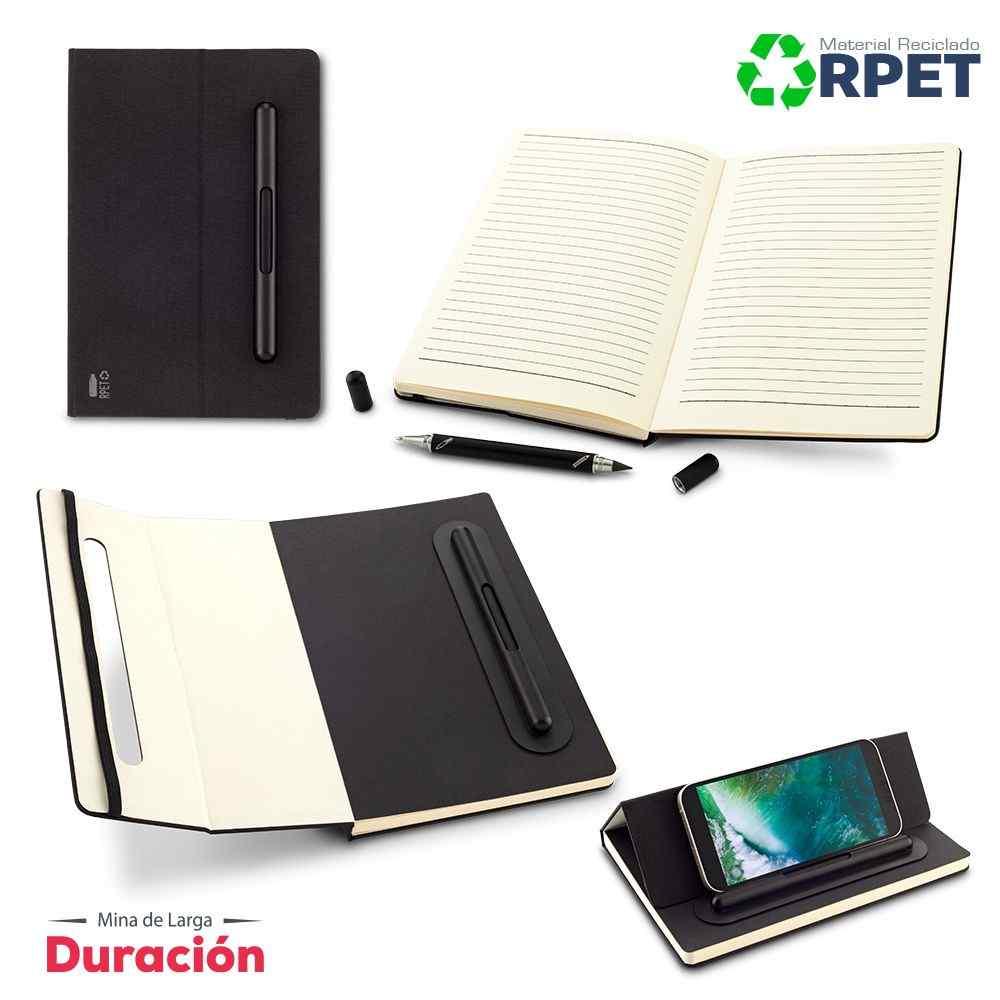 Set de Libreta y Bolígrafo 2-1 Rpet - Producto promocional personalizable