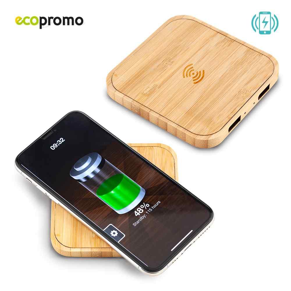 Cargador Inalambrico Bamboo Square Oferta - Producto promocional personalizable