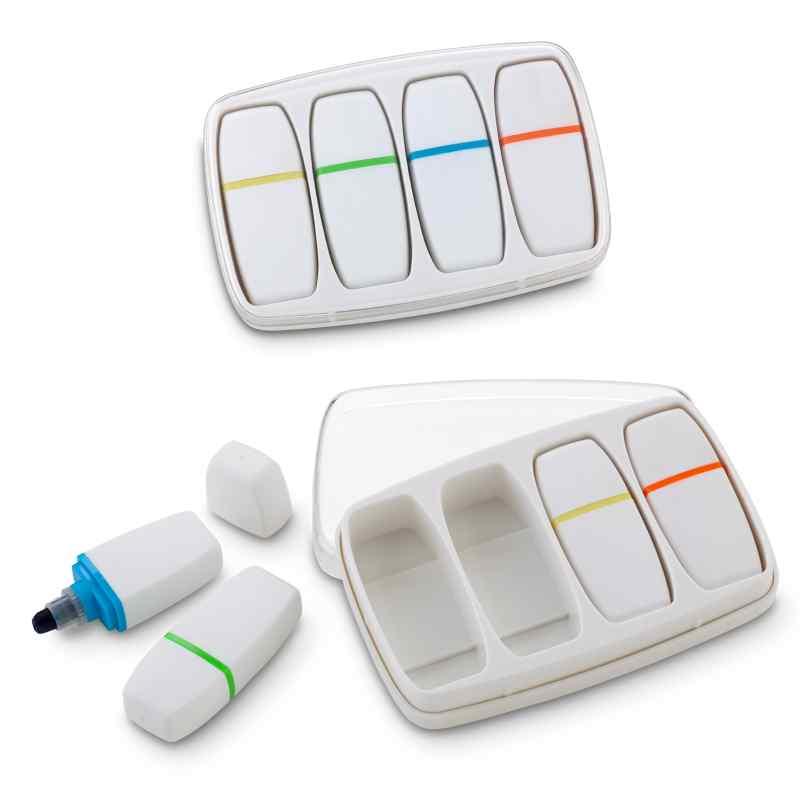 Estuche Para 4 Resaltadores en Cera Adam - Producto promocional personalizable