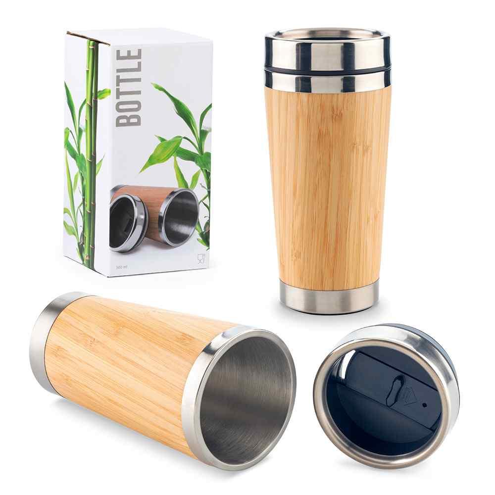 Mug Metálico Con Bamboo 500ml - Producto promocional personalizable