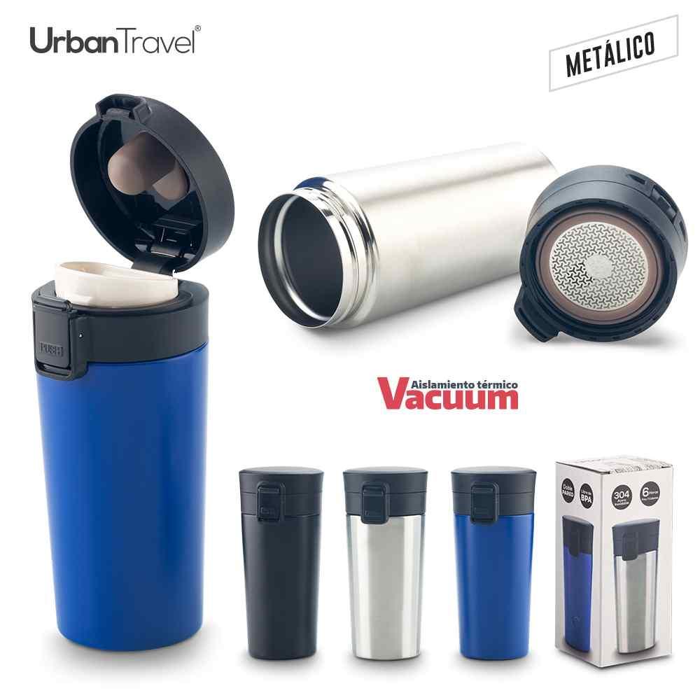 Mug Metálico Doble Pared Coffee Urban Travel 380ml - Producto promocional personalizable