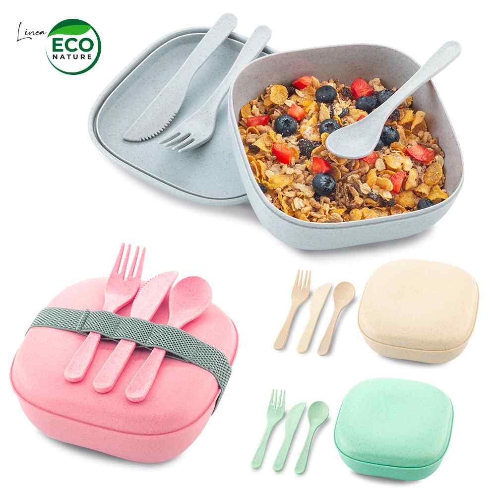 Portacomidas Con Cubiertos Eco Nature - Producto promocional personalizable