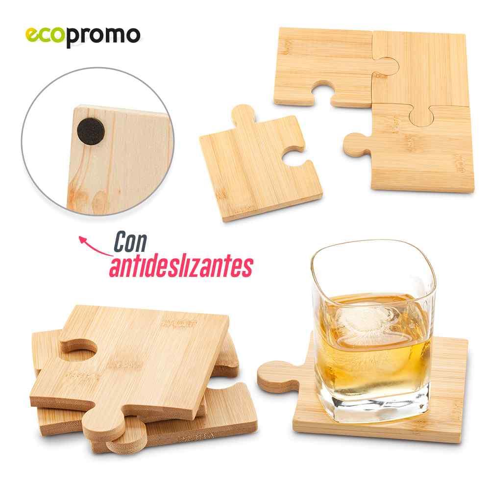 Set Portavasos Bamboo Puzzle - Producto promocional personalizable