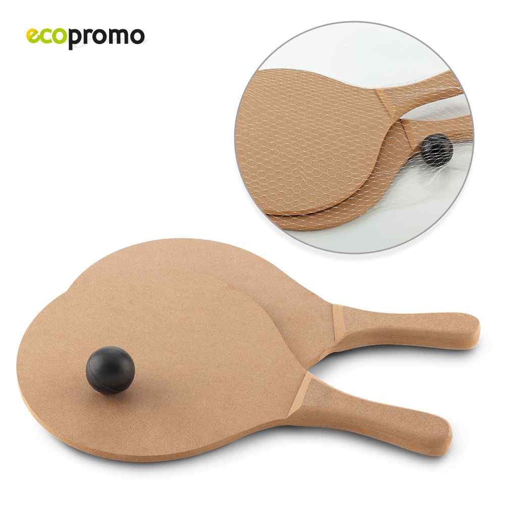 Juego De Raquetas Wood Beach - Producto promocional personalizable