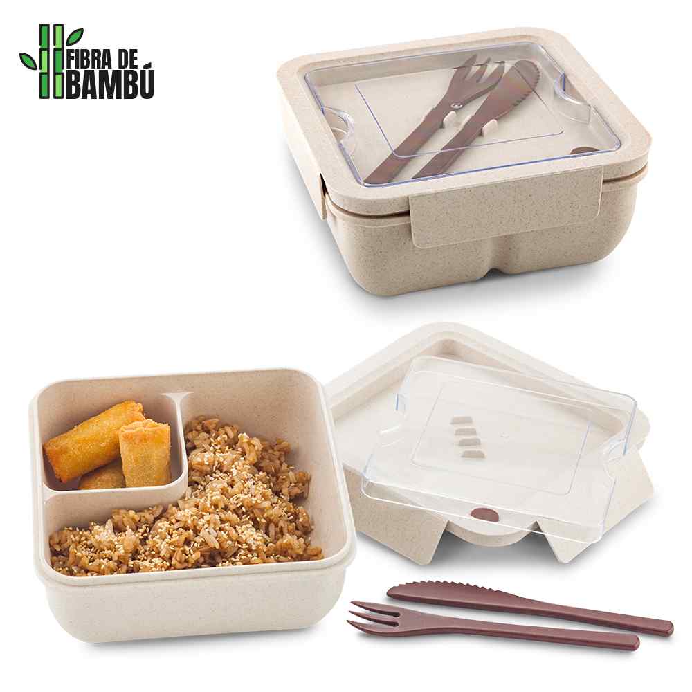 Portacomidas Con Cubiertos Eco Davis - Producto promocional personalizable