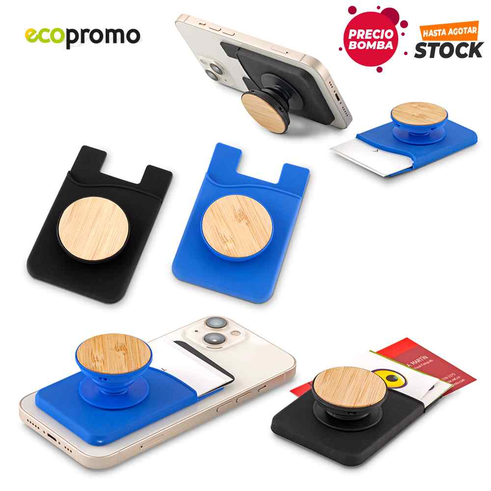 Portatarjetas Pump Bamboo - Precio Bomba - Producto promocional personalizable