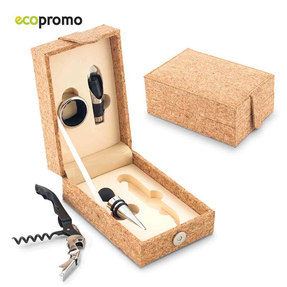 Set De Vino En Corcho Ii - Producto promocional personalizable