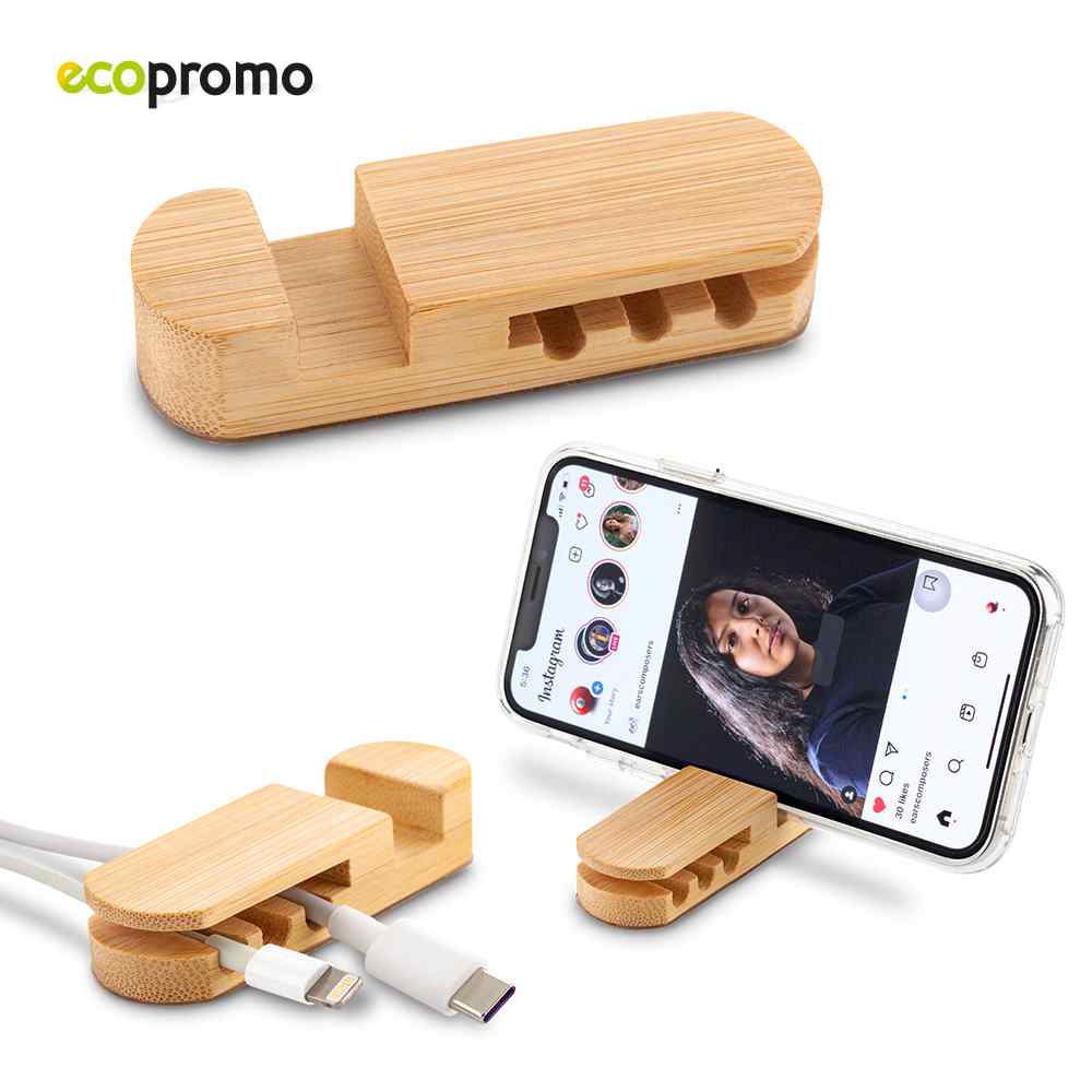 Soporte Para Móviles 2-1 Bamboo - Producto promocional personalizable